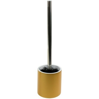 Toilet Brush Steel and Gold Finish Round Free Standing Toilet Brush Holder in Resin Gedy YU33-87